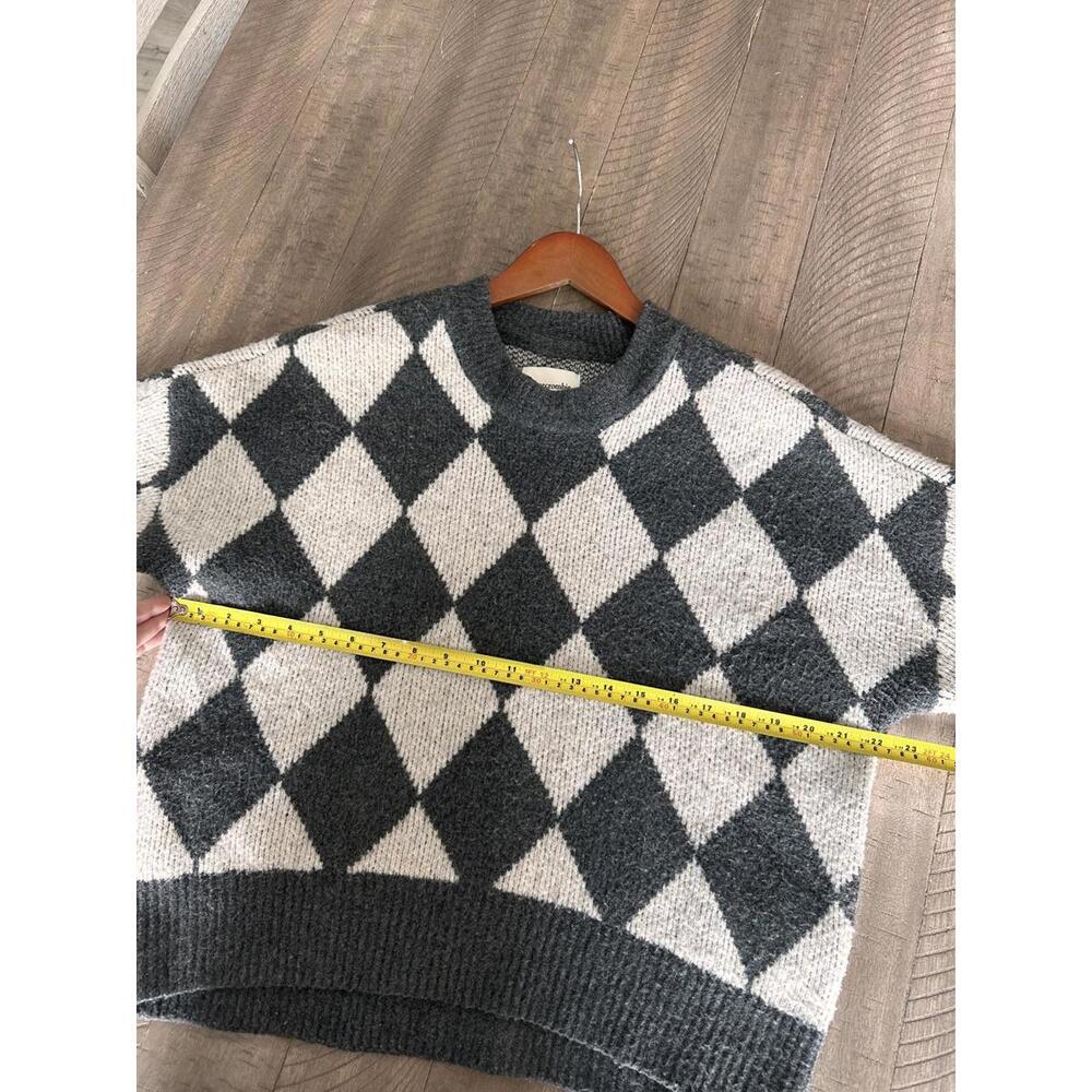 Abercrombie & Fitch Grey Wool Blend Argyle Diamond Check Sweater Women’s Medium - Picture 9 of 10